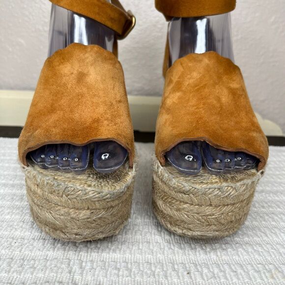 Chloe Lauren Reef Peep Toe Wedge Heel Suede Espadrille Wedge Sandal Size 7.5 - Picture 3 of 11